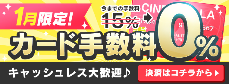 1月限定!カード手数料0%