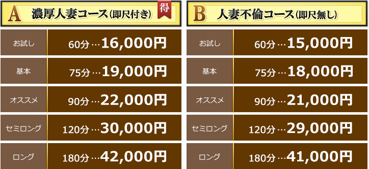 ホテヘルプラン料金表