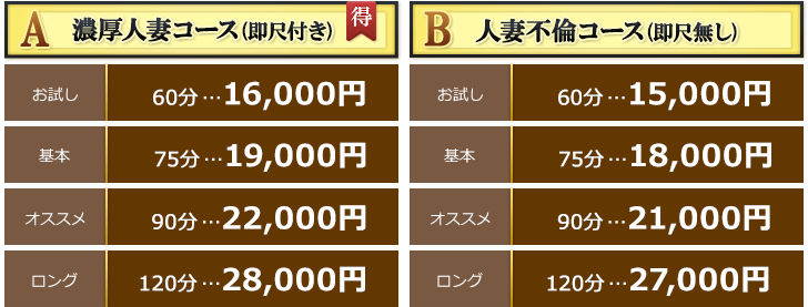 ホテヘルプラン料金表