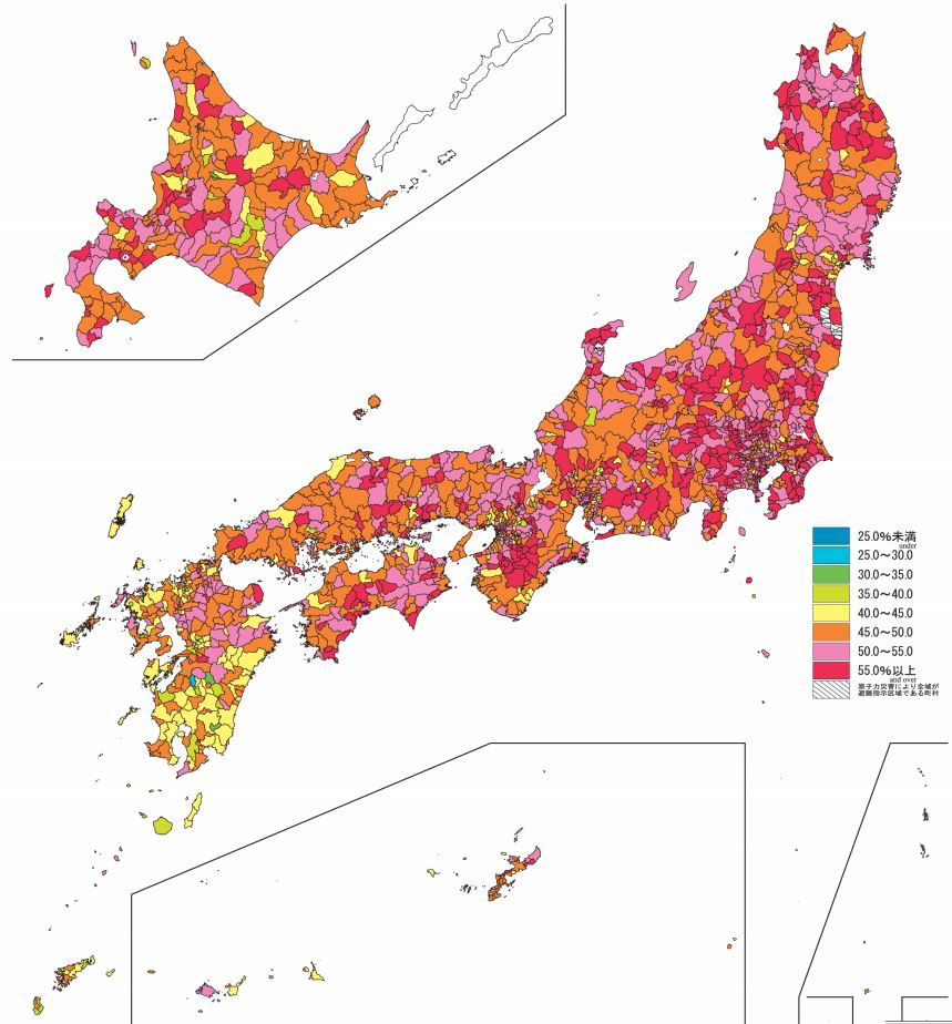 25歳~39歳までの未婚男性分布図